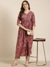 Women Anarkali Pink Floral Kurta and Trousers SetKC-052597-Pink